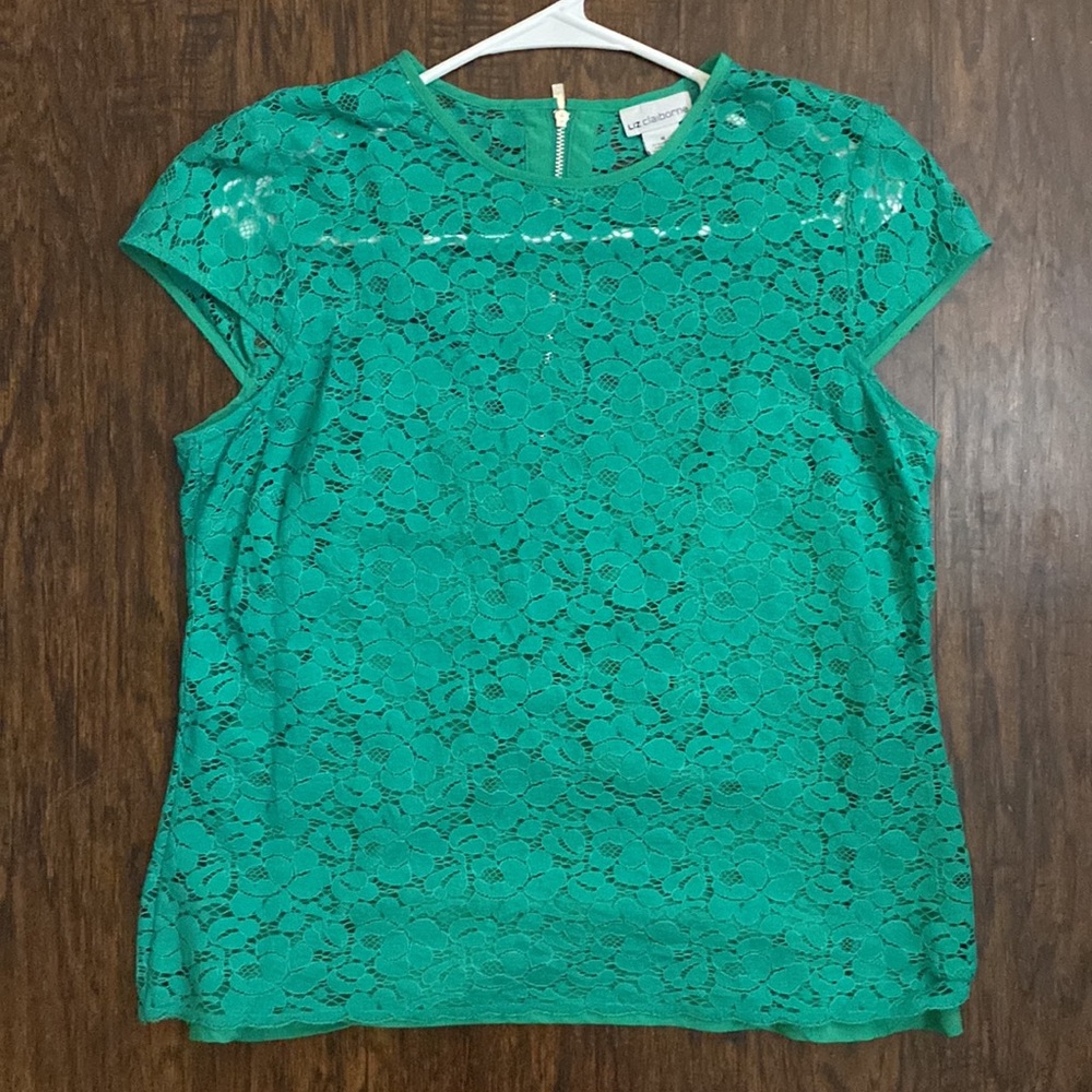 Liz Claiborne Lace Blouse with Sewn in Silky Cami